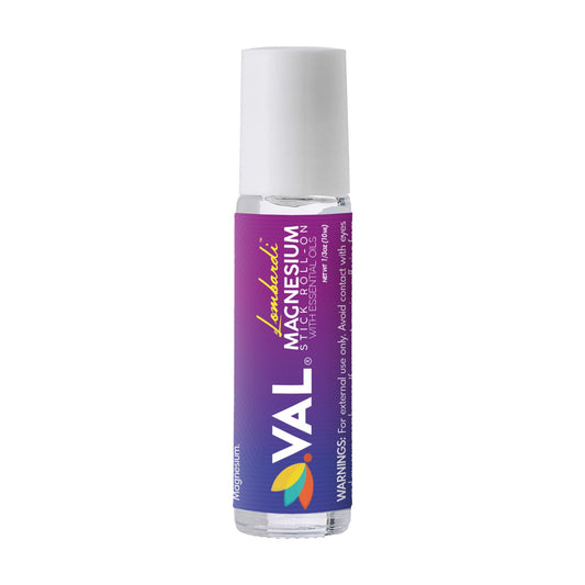 VAL Lombardi Magnesium Stick Rollon with Peppermint & Other Essential Oils, Natural Migraine Relief. Metal Roller - Val Supplements