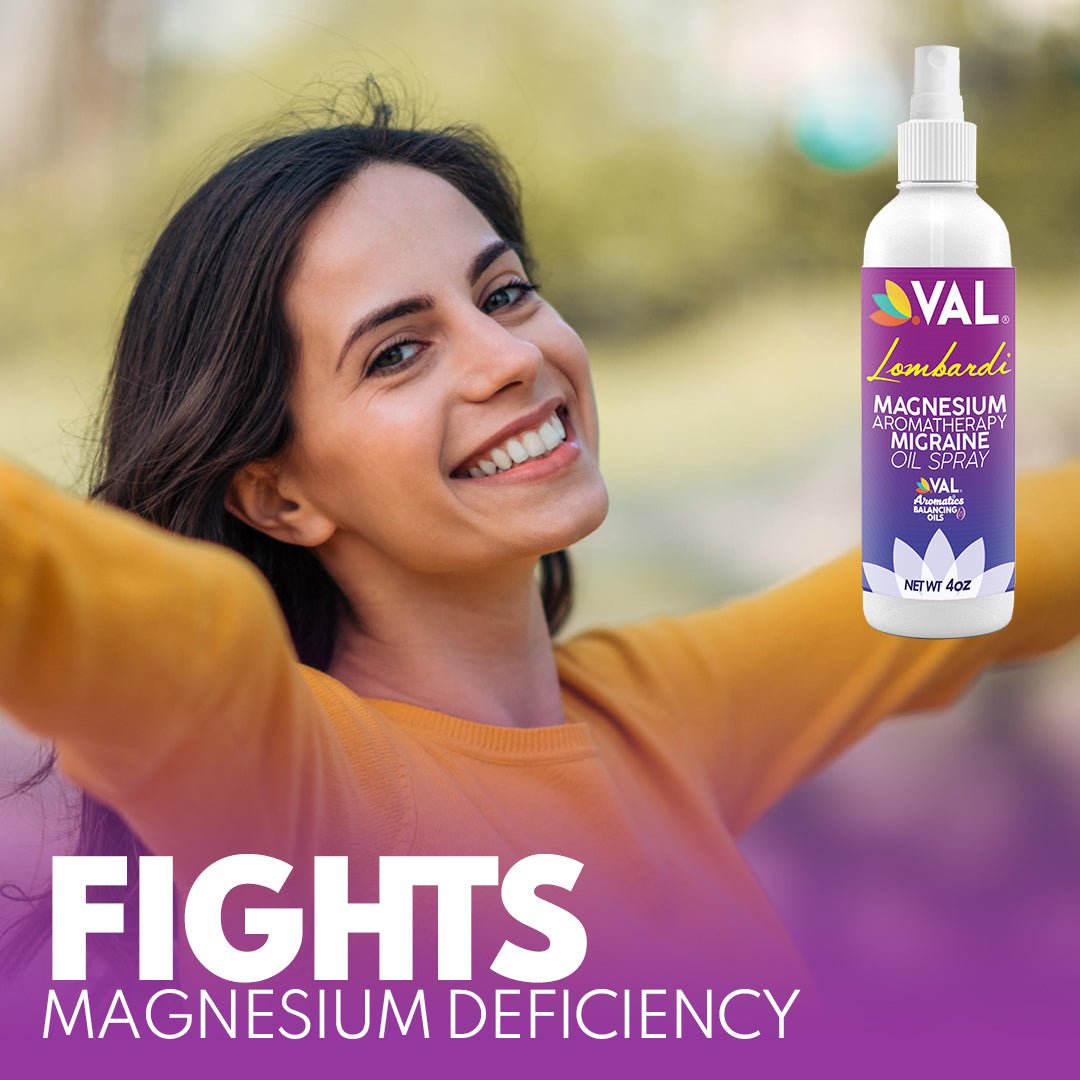 VAL Lombardi Migraine Relief Magnesium Spray with Relaxant Oils - 4oz - Val Supplements