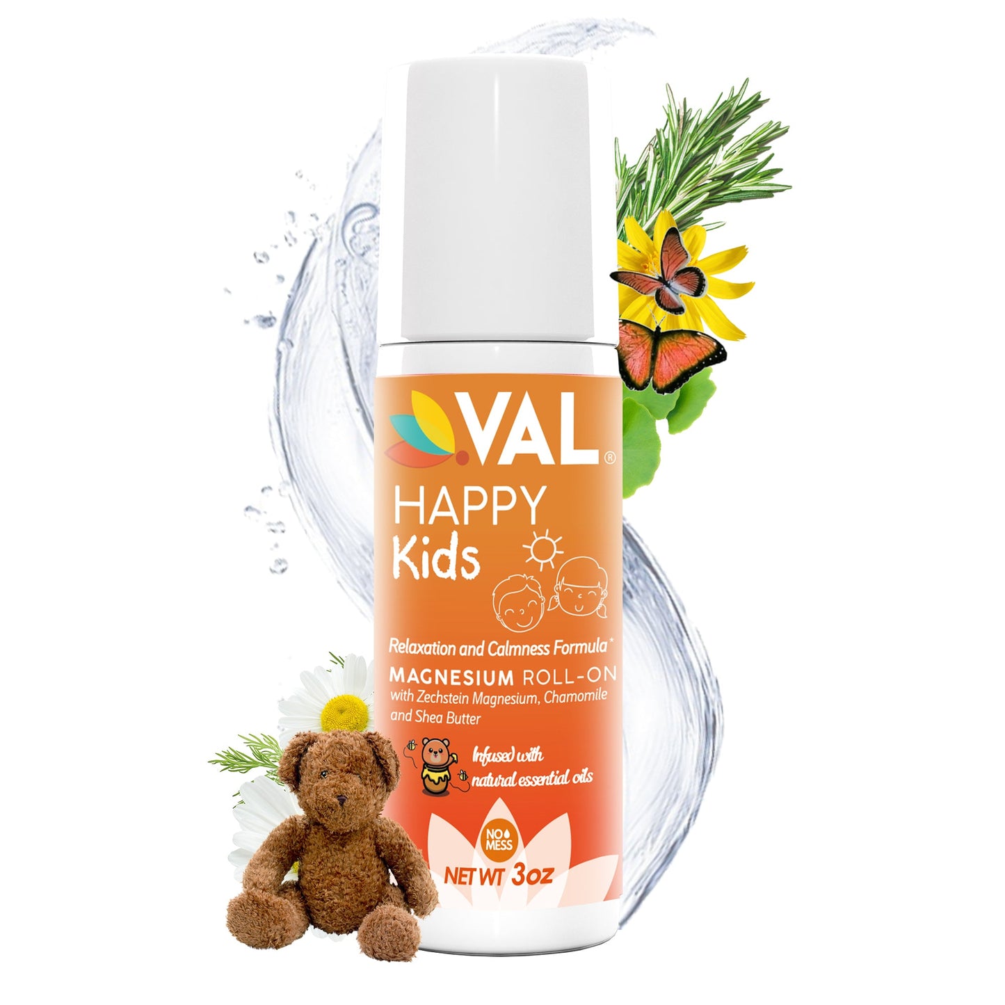 VAL Happy Kids Magnesium Roll-on for Kids - Relaxation and Calmness Formula - 3oz - Val Supplements