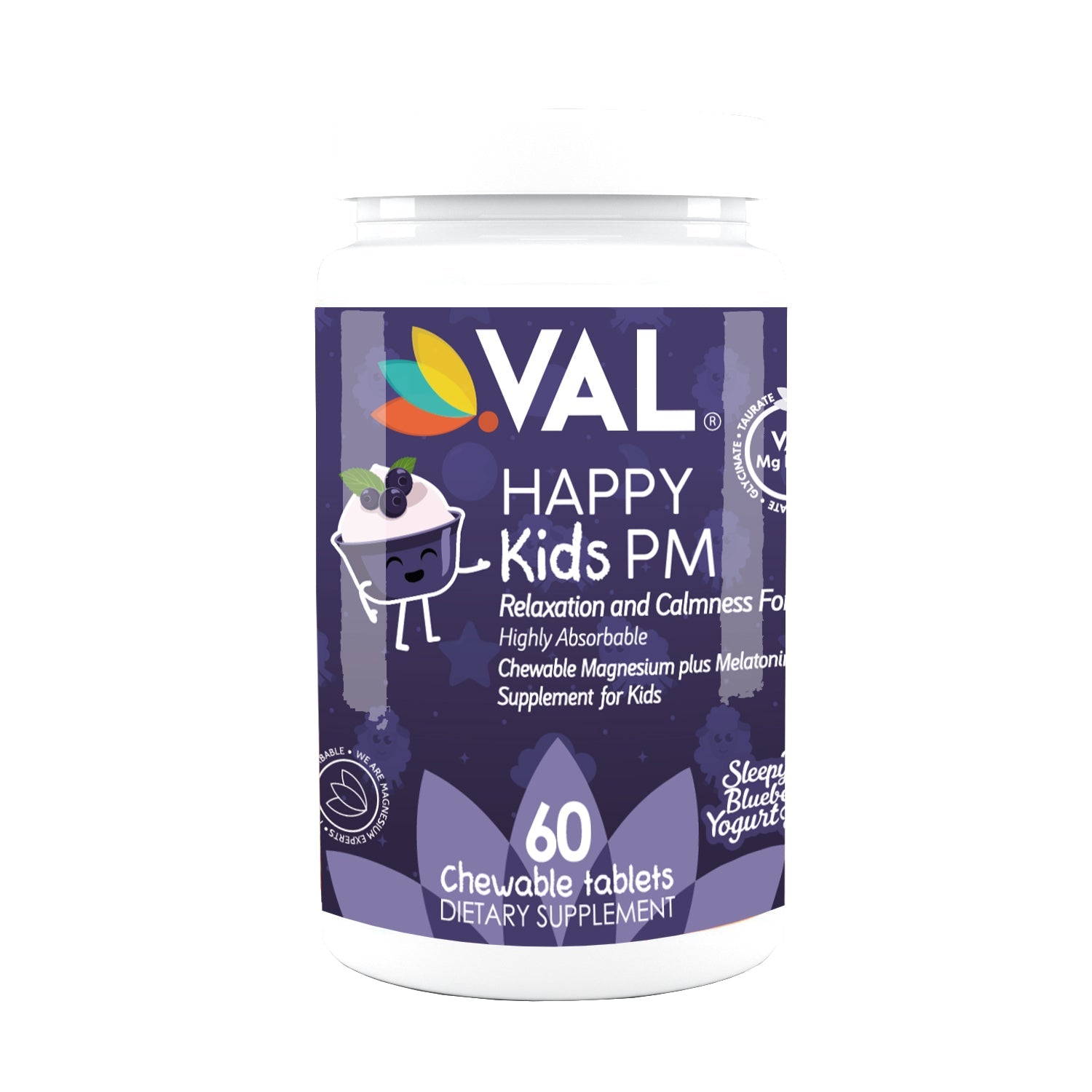 VAL Happy Kids Melatonin plus Magnesium Bedtime Routine Supplement - 60 Chew Tabs - Val Supplements