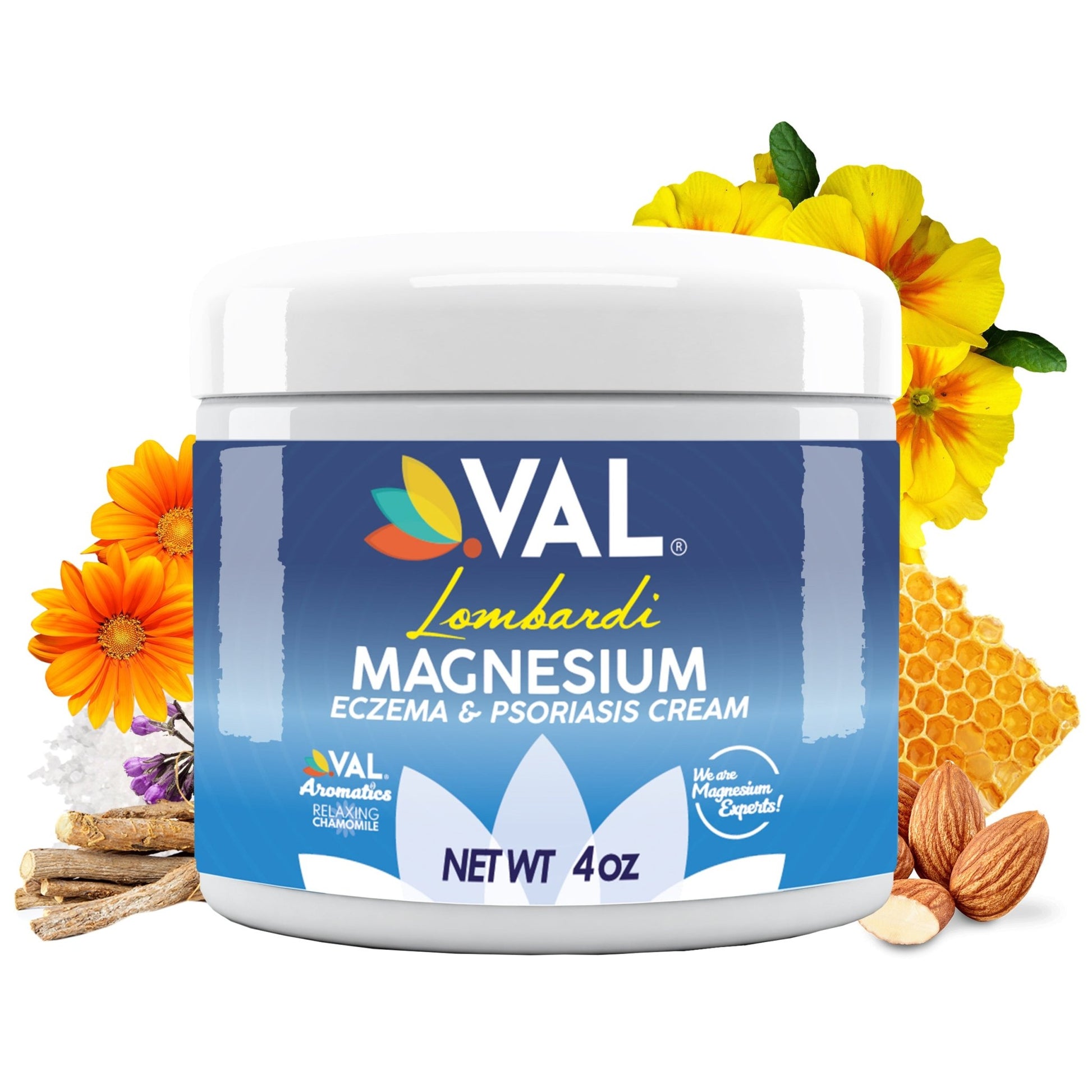 VAL Lombardi Magnesium Chloride Formula - Eczema, Psoriasis, Anti Itch Cream, Moisturizer - 4oz - Val Supplements