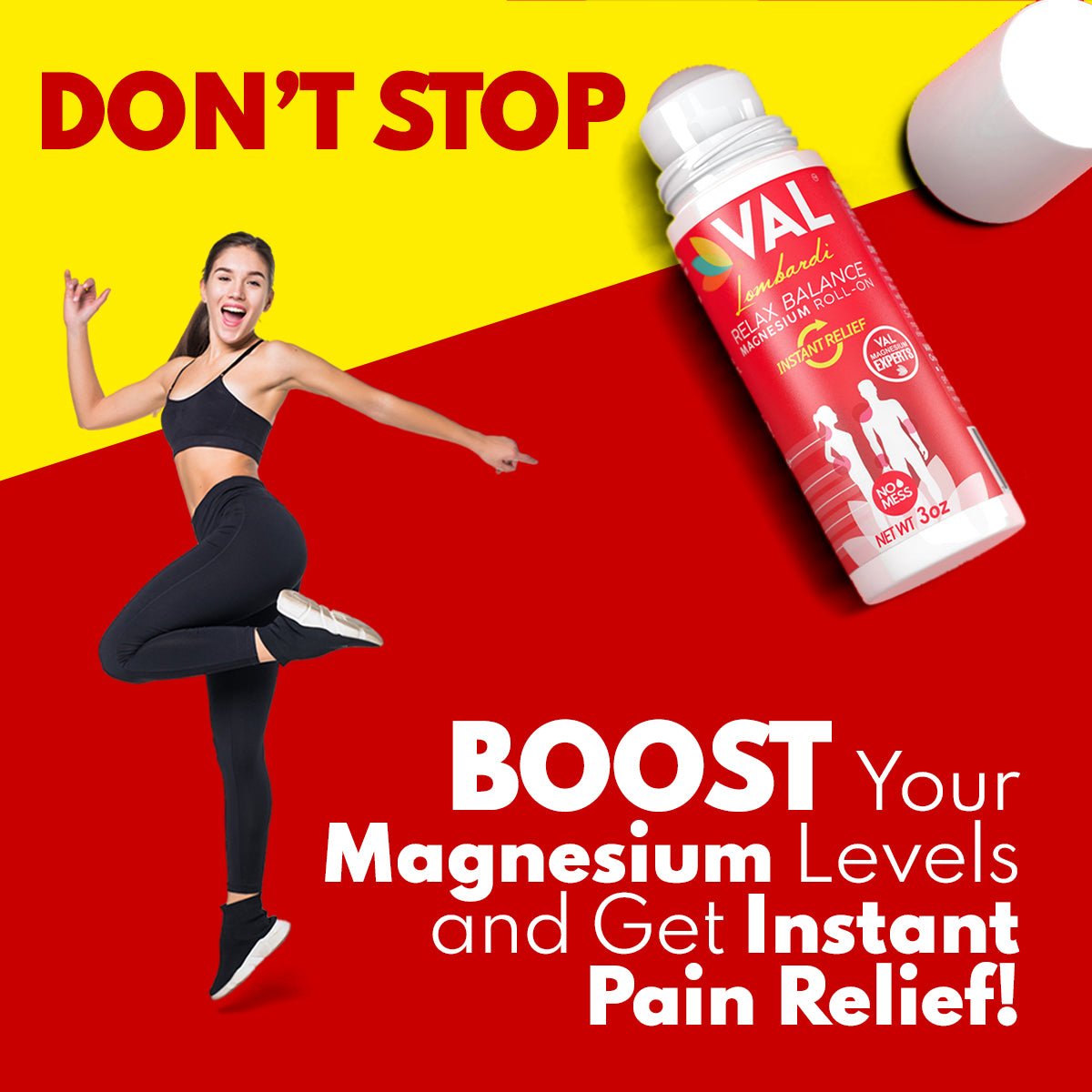 VAL Lombardi Magnesium Roll-On. Instant Relief - Transdermal (Paraben-Free) - 3oz - Val Supplements