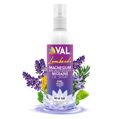 VAL Lombardi Migraine Relief Magnesium Spray with Relaxant Oils - 4oz - Val Supplements