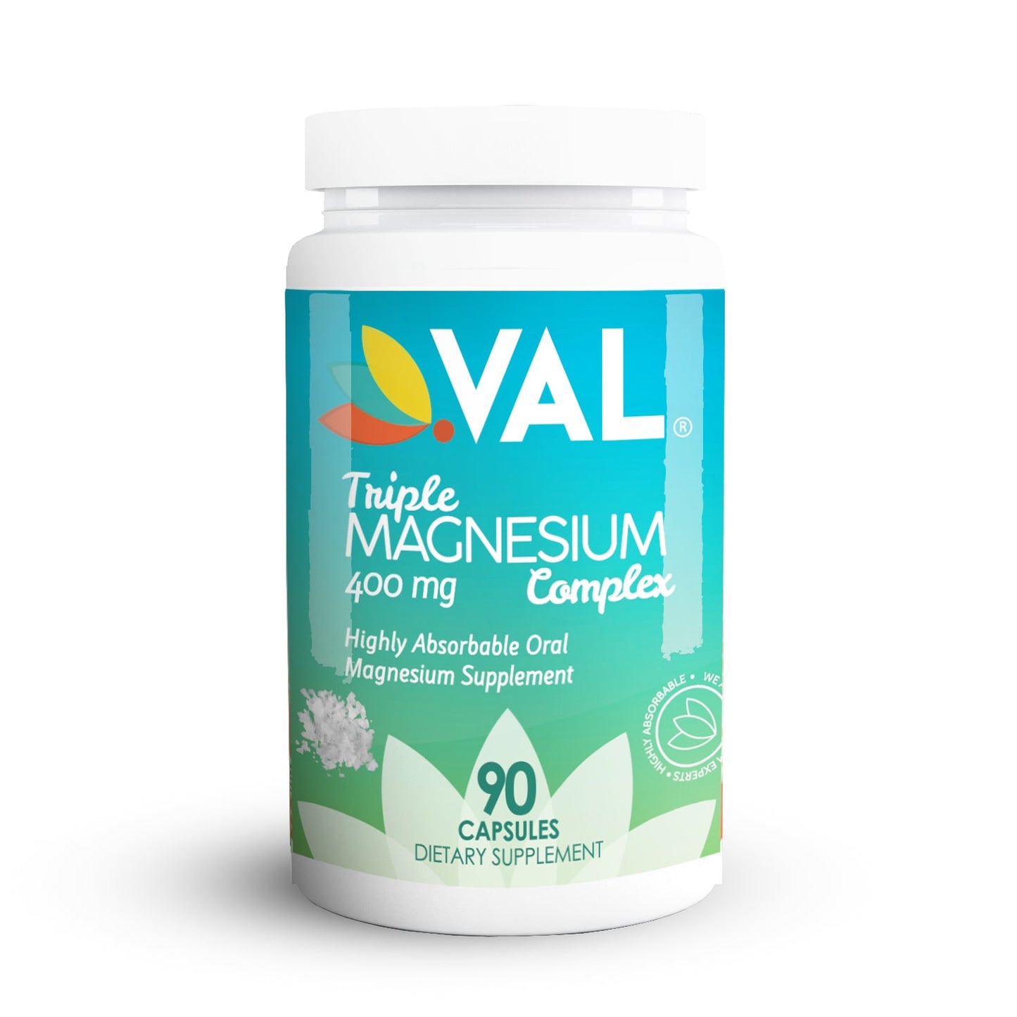 VAL Triple Magnesium Complex 400mg - Muscle Relaxation, Sleep, Support Calm, Energy Support, Healthy Magnesium Levels - 90 Capsules - Val Supplements